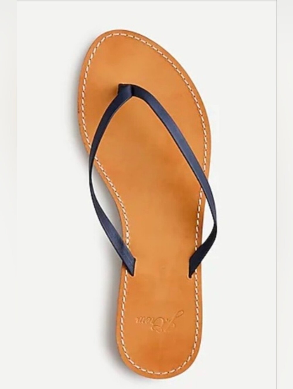 J. Crew Black Strap Tan Footbed Flip Flops - Picture 3 of 6